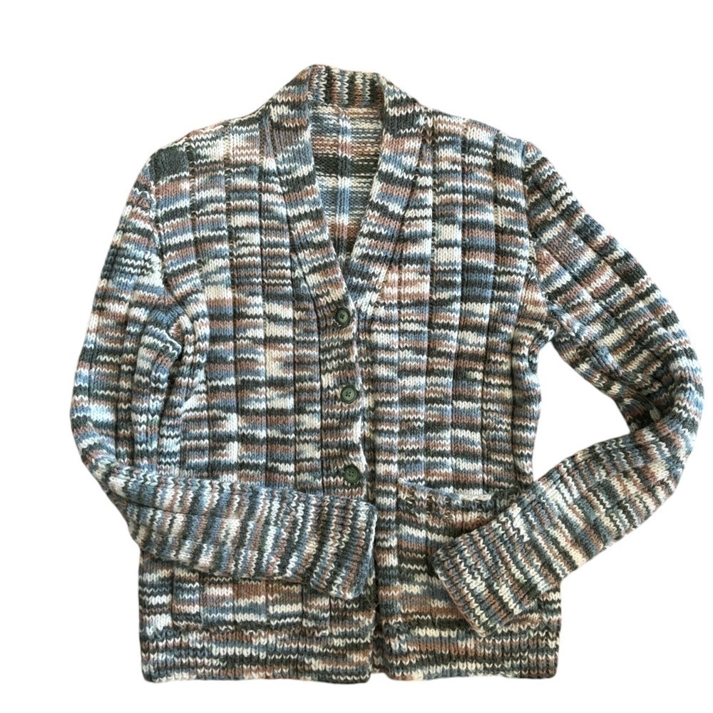 Handmade Clueless Preppy Wool Blend Boyfriend Chunky Cardigan Sweater M Pockets